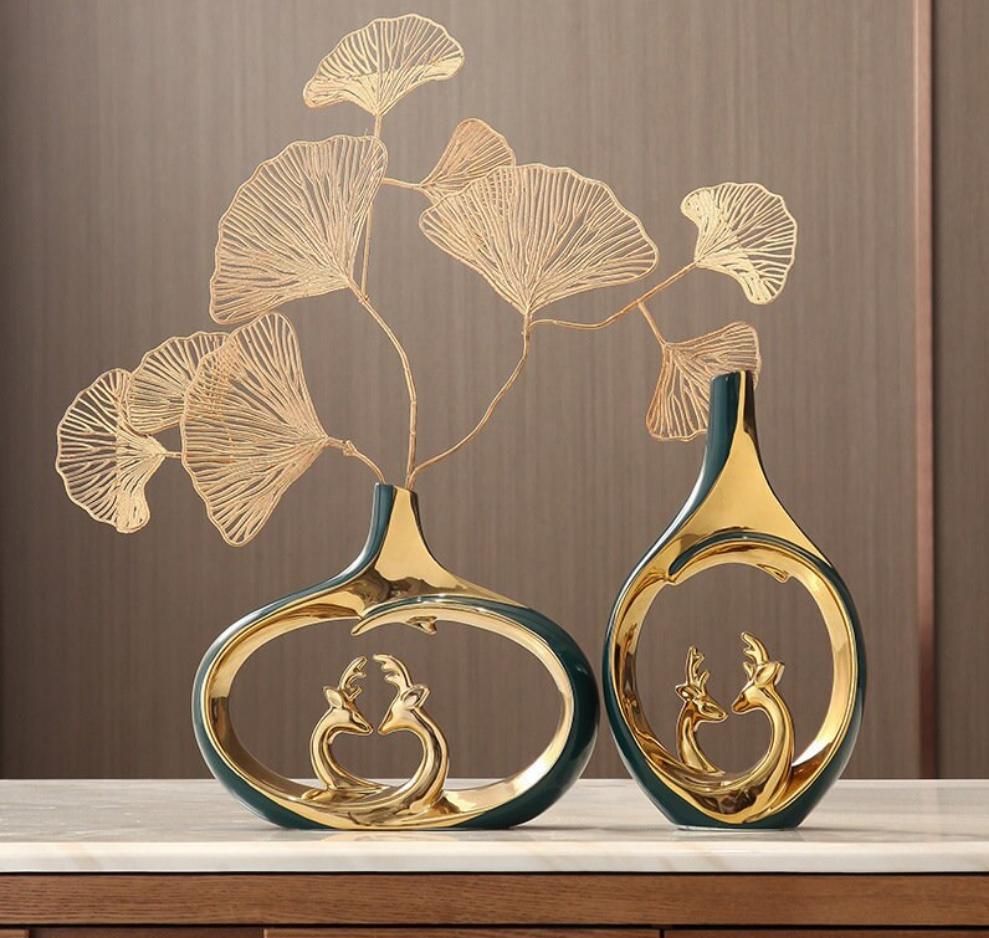 Hollow Donut Oval Vase - Luxury high-end living room vase decorations