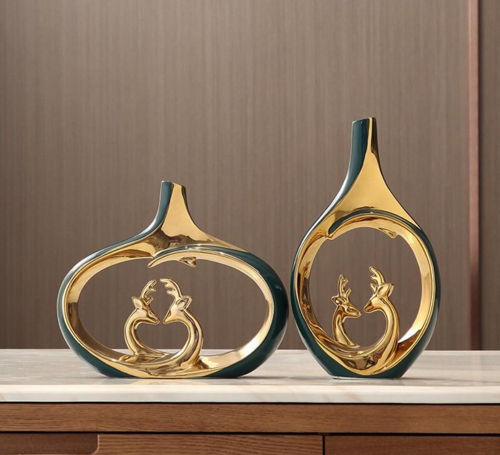 Hollow Donut Oval Vase - Luxury high-end living room vase decorations