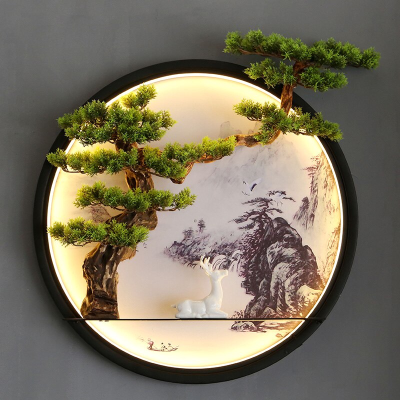 Bonsai Tree Crystal Porcelain LED Chinses Metal Wall Art – Blooming Concepts