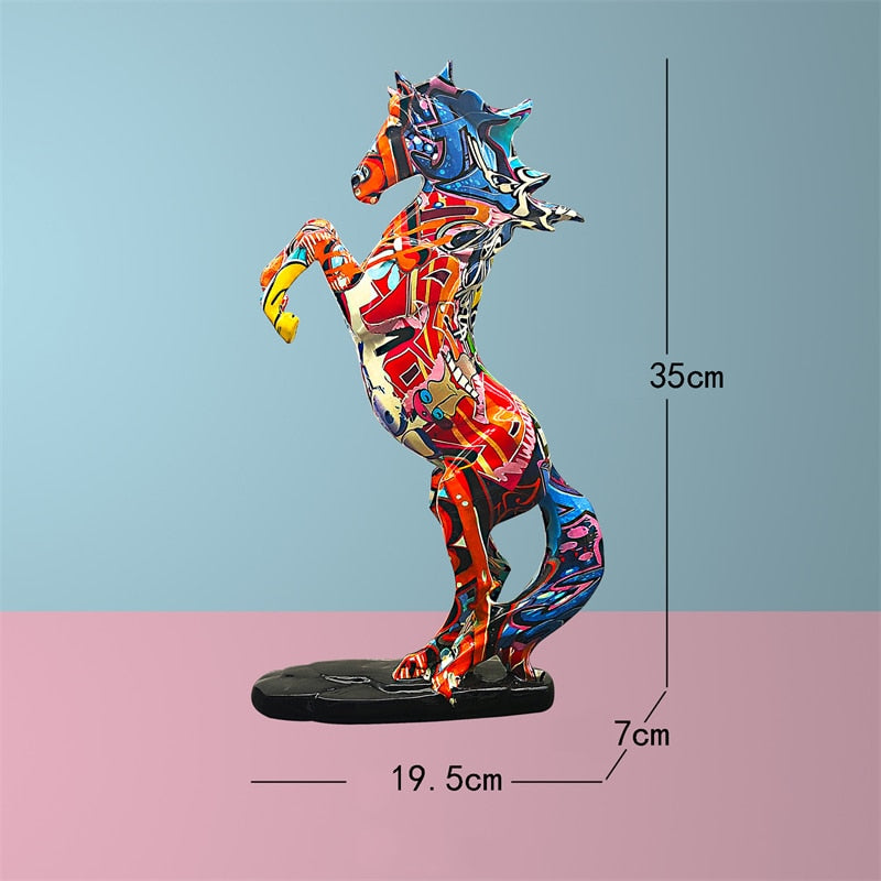 Graffiti Mini Sculptures - 3D Graffiti Horse Figurine Store Horse Statue Collections Craft