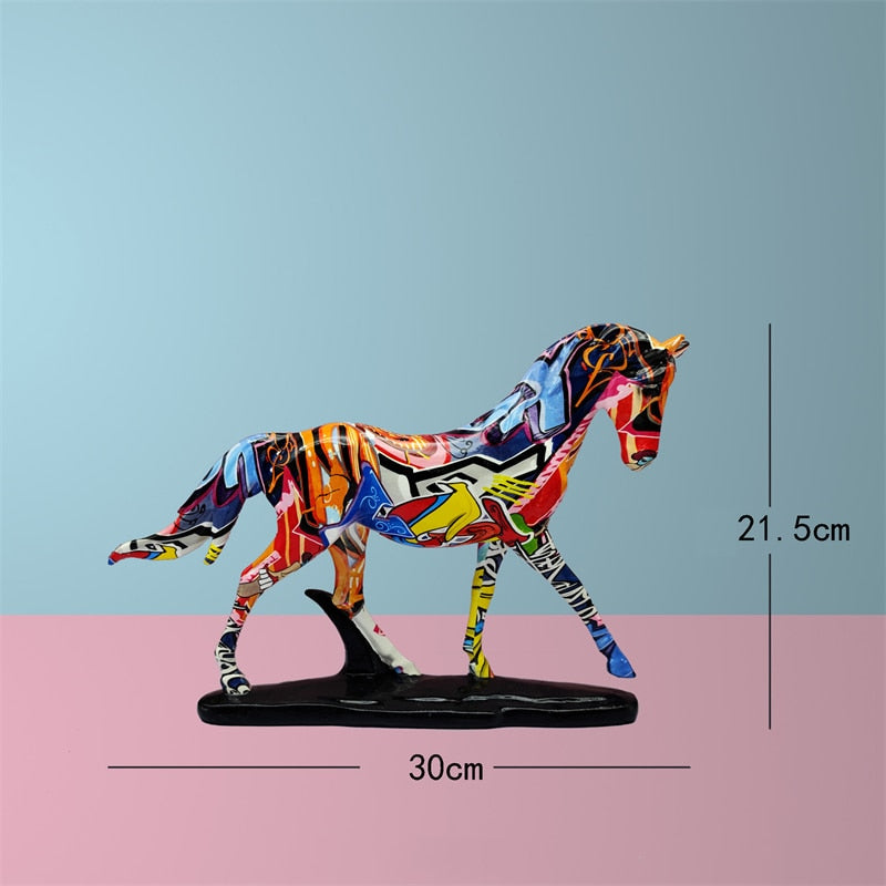 Graffiti Mini Sculptures - 3D Graffiti Horse Figurine Store Horse Statue Collections Craft
