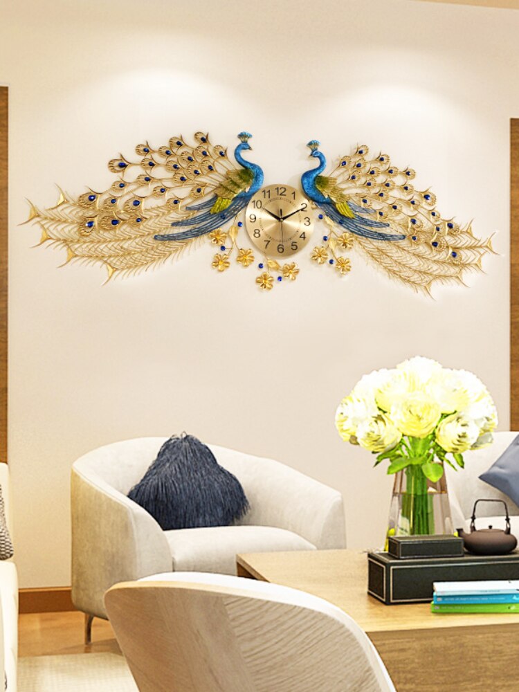 Peacock Clock - Creative Living Room double Peacock Wall Clocks