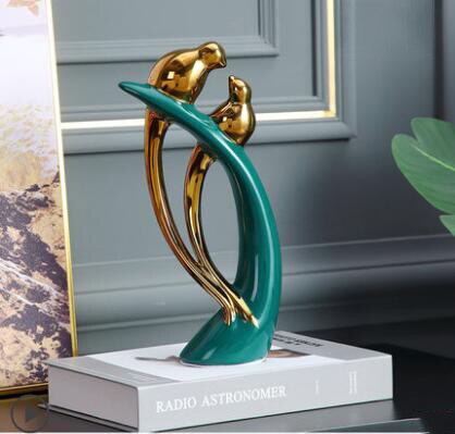 Abstract Ornaments ?? - ! Abstract European Love Bird Ceramic Sculpture Ornaments Home Livingroom Desktop Furnishing Crafts Store Coffee Table Figurines Decoration