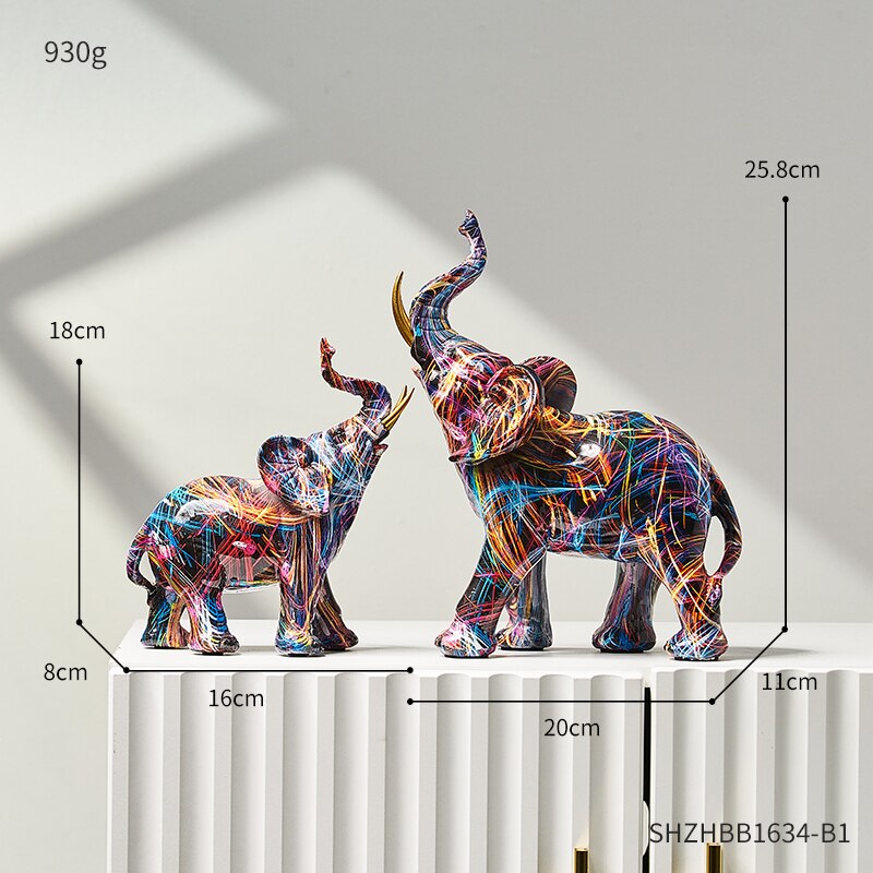 Graffiti Mini Sculptures  - Graffiti Ornament Resin Elephant Sculpture