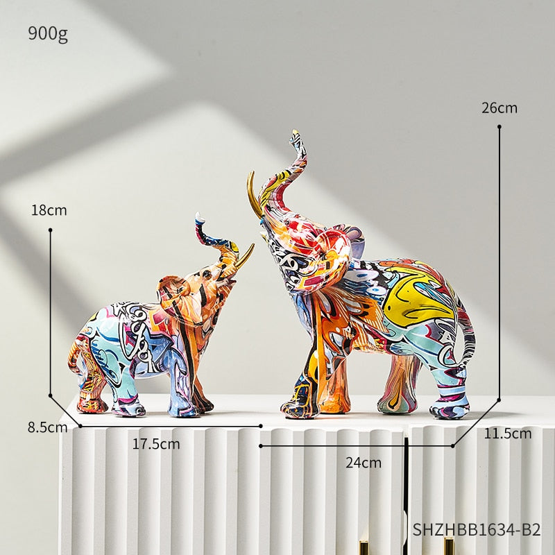 Graffiti Mini Sculptures  - Graffiti Ornament Resin Elephant Sculpture