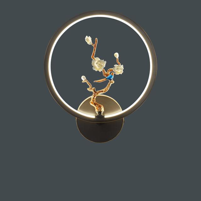 FINAL LED Chines Copper and Jade  Wall Lamp