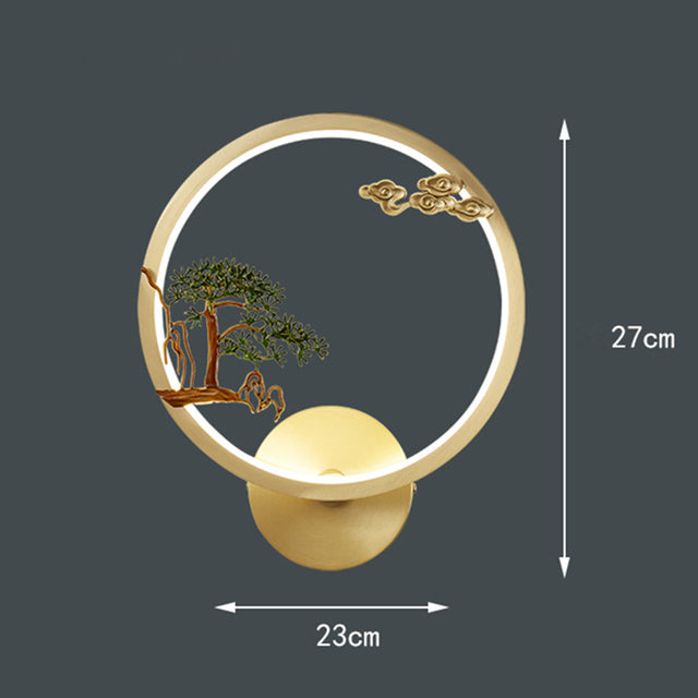 FINAL LED Chines Copper and Jade  Wall Lamp