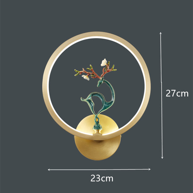 FINAL LED Chines Copper and Jade  Wall Lamp