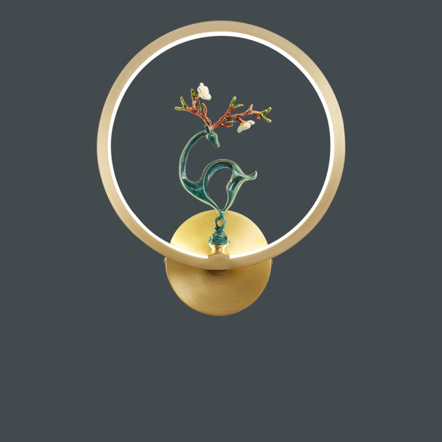 FINAL LED Chines Copper and Jade  Wall Lamp