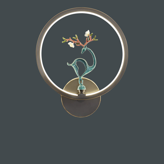FINAL LED Chines Copper and Jade  Wall Lamp