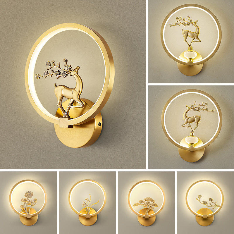 FINAL LED Chines Copper and Jade  Wall Lamp