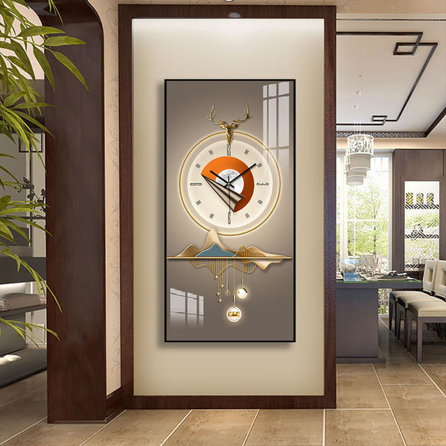 Rectangular Vertical Crystal Porcelain Clock Wall Hanging