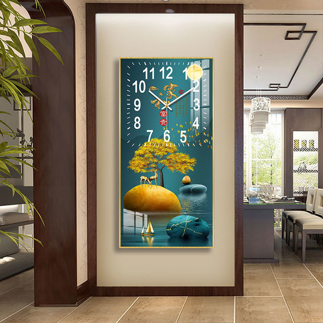 Rectangular Vertical Crystal Porcelain Clock Wall Hanging