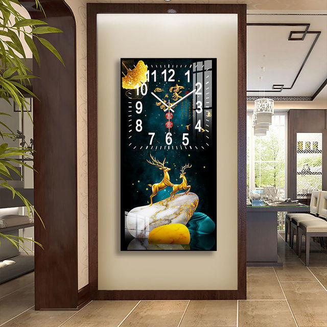 Rectangular Vertical Crystal Porcelain Clock Wall Hanging