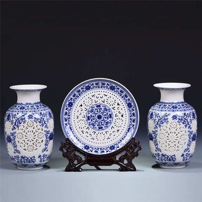 Ceramic Plate  / Chinese Pot - Antique Jingdezhen Ceramic Vase Plate Set Chinese Traditional Decoration
