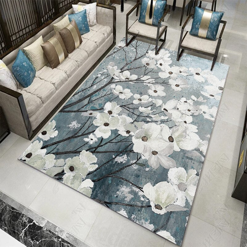 Living Room Designer Carpets - Blue flower designs