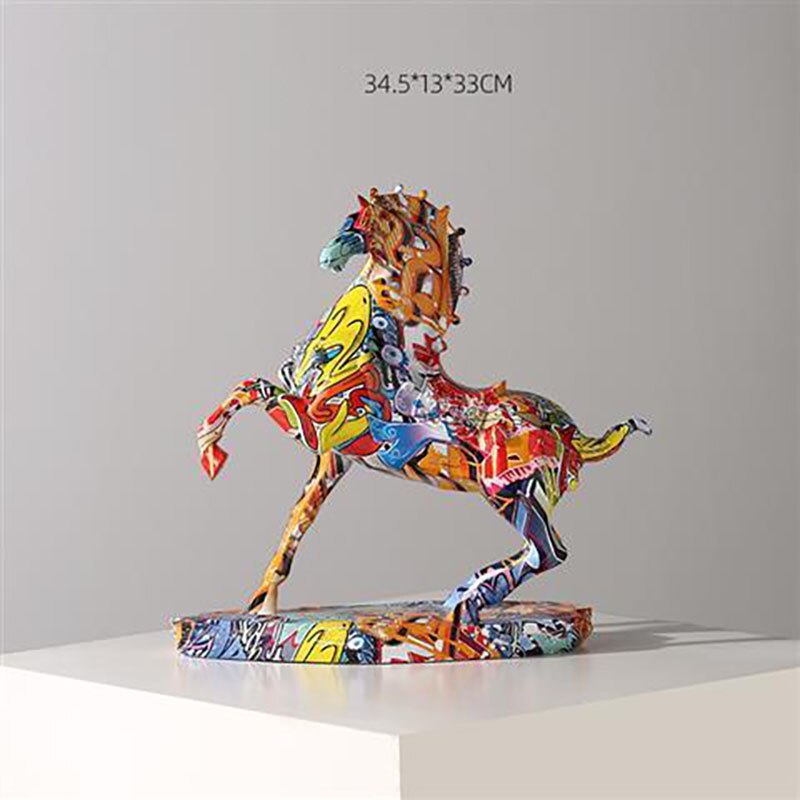 Graffiti Mini Sculptures - 3D Graffiti Horse Figurine Store Horse Statue Collections Craft