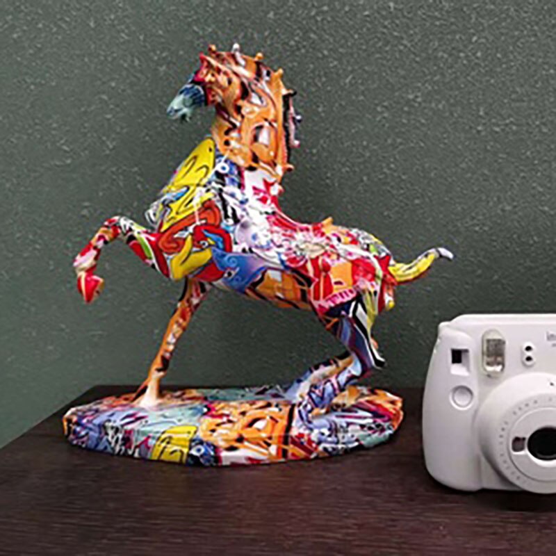 Graffiti Mini Sculptures - 3D Graffiti Horse Figurine Store Horse Statue Collections Craft