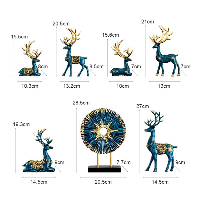 Standing Disk - Modern Luxury Resin Lucky Deer and Decorative Standing Disk Set