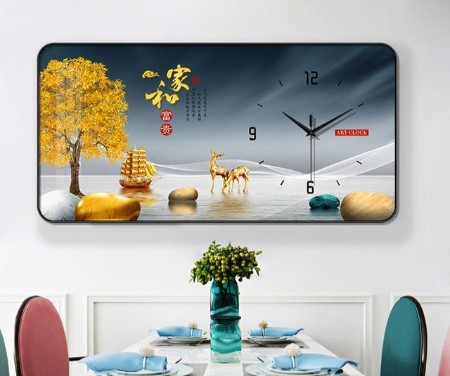 FINAL Rectangular Landscape Crystal Porcelain Clock Wall Hanging