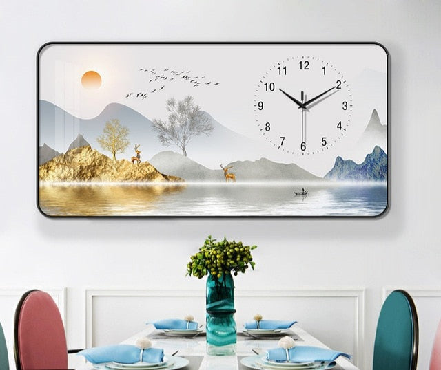 FINAL Rectangular Landscape Crystal Porcelain Clock Wall Hanging