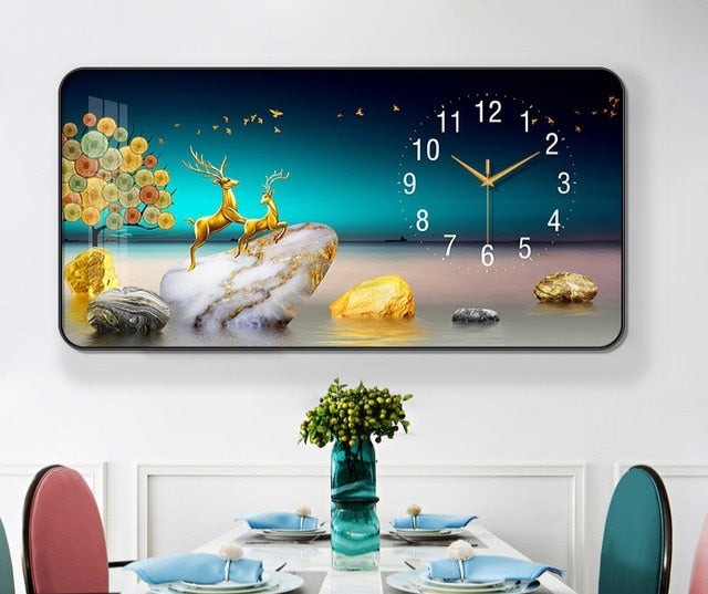 FINAL Rectangular Landscape Crystal Porcelain Clock Wall Hanging