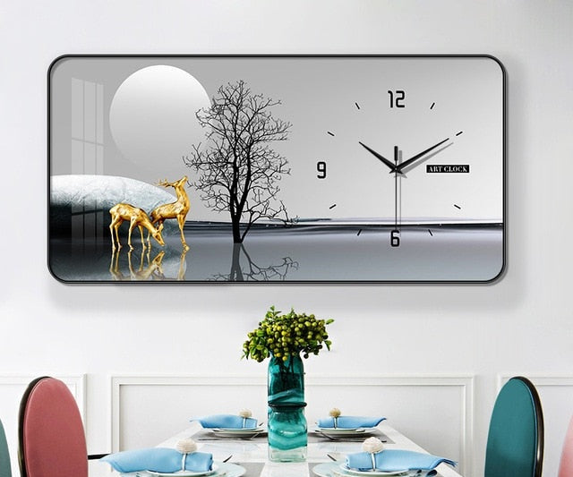 FINAL Rectangular Landscape Crystal Porcelain Clock Wall Hanging