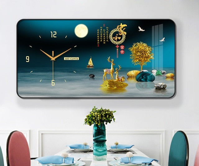FINAL Rectangular Landscape Crystal Porcelain Clock Wall Hanging