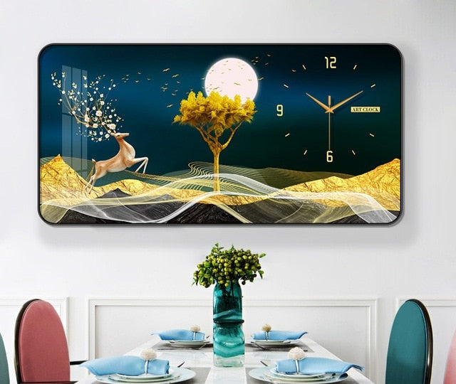FINAL Rectangular Landscape Crystal Porcelain Clock Wall Hanging