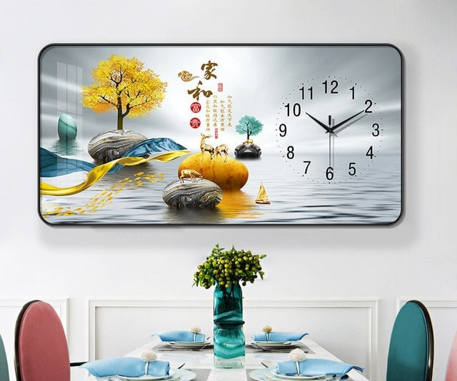 FINAL Rectangular Landscape Crystal Porcelain Clock Wall Hanging