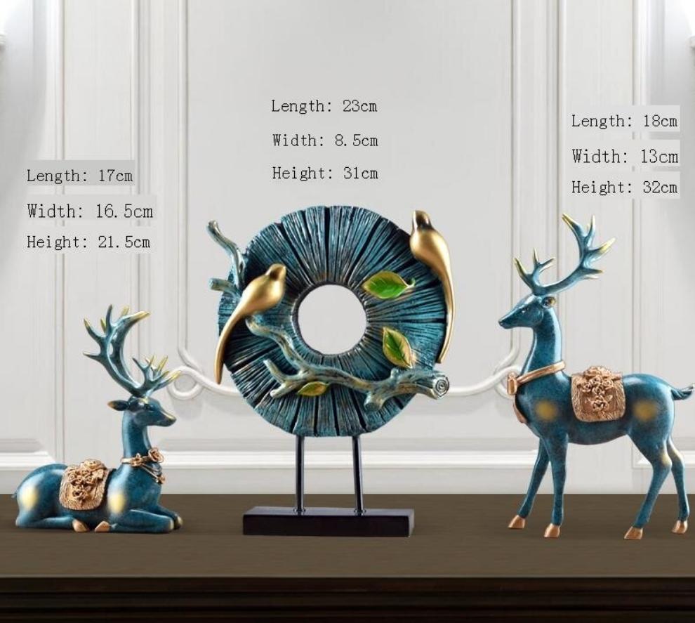 Standing Disk - Decorative Standing Disk with Modern Luxury Lucky Deer Resin Set