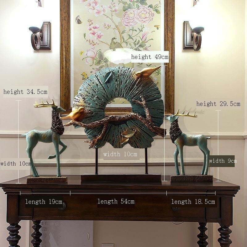 Standing Disk - Decorative Standing Disk with Modern Luxury Lucky Deer Resin Set