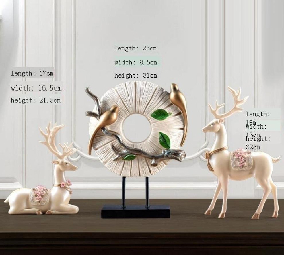 Standing Disk - Decorative Standing Disk with Modern Luxury Lucky Deer Resin Set