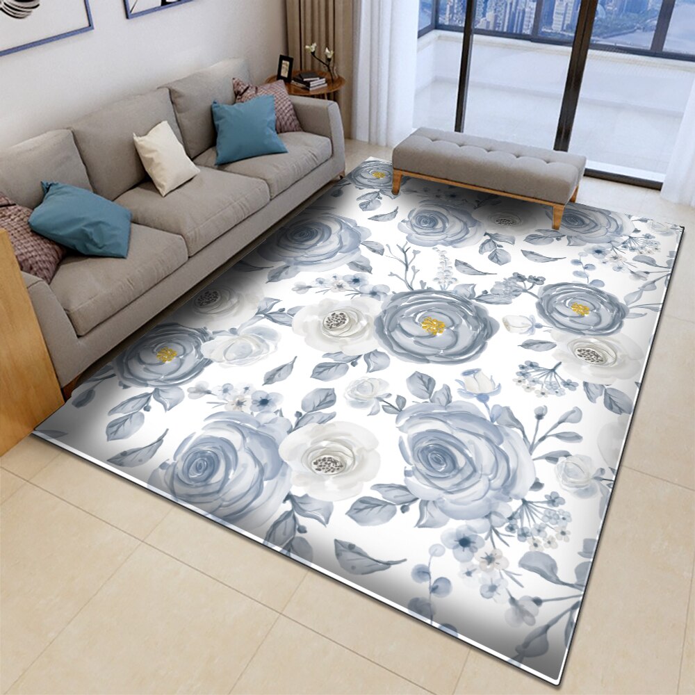 Living Room Designer Carpets - Blue flower designs