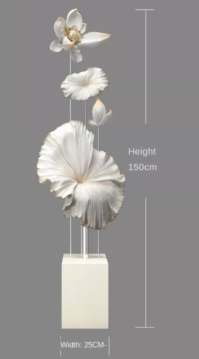 Floor  Free Standing Large Ornaments - Lotus Leaves and Flower