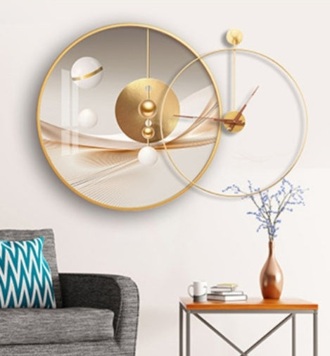 Circle Metal Clock and Circle Crystal Porcelain Wall Hanging