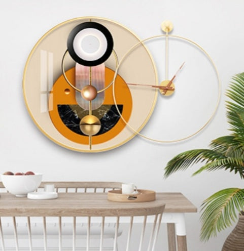 Circle Metal Clock and Circle Crystal Porcelain Wall Hanging