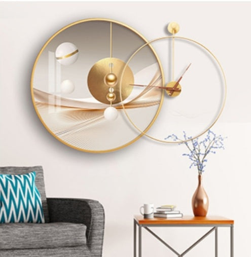 Circle Metal Clock and Circle Crystal Porcelain Wall Hanging