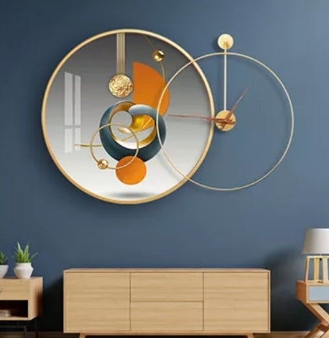 Circle Metal Clock and Circle Crystal Porcelain Wall Hanging