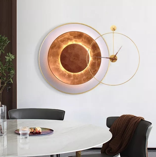 Circle Metal Clock and Circle Crystal Porcelain Wall Hanging