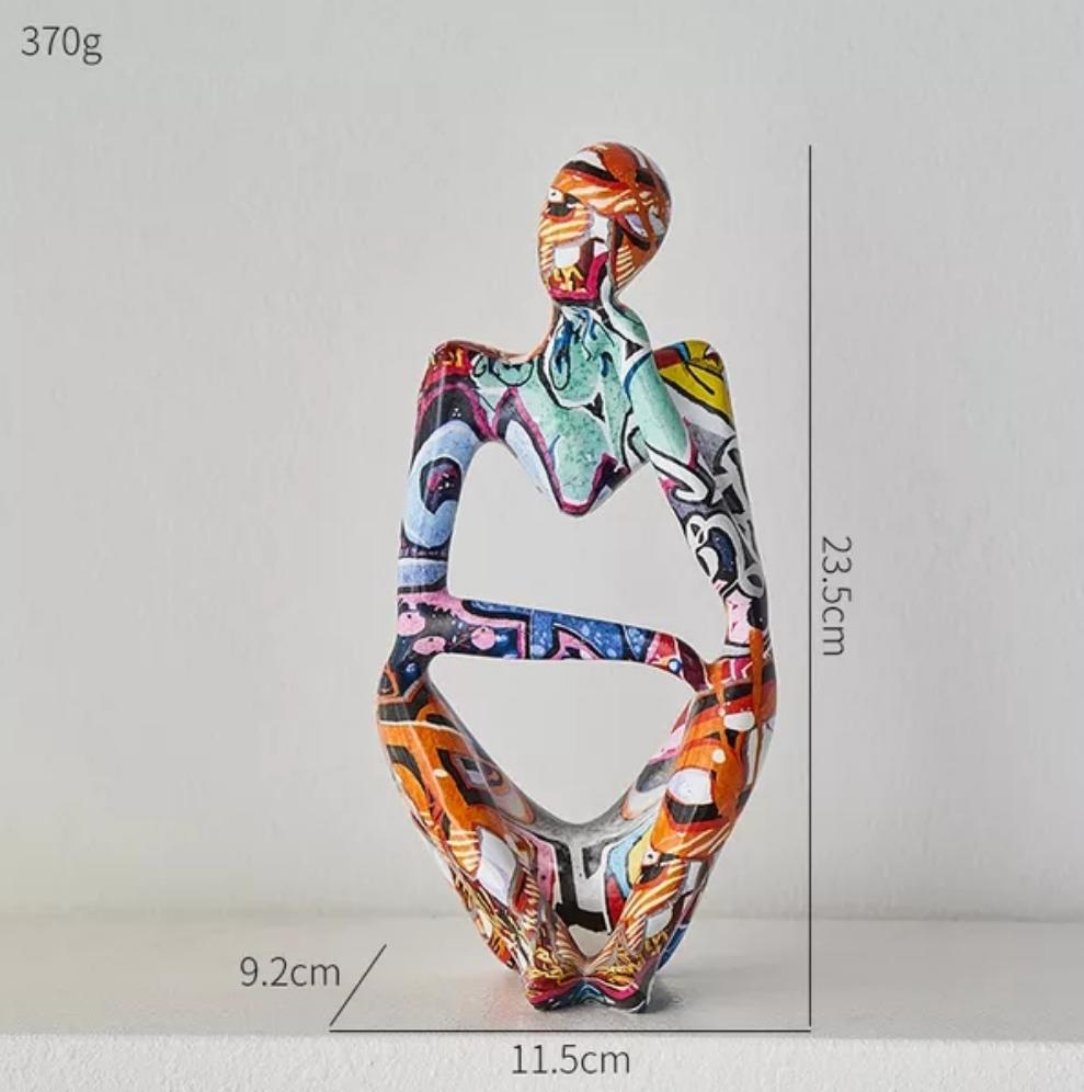 ??Graffiti Mini Sculptures (Size) - Minimalist Abstract Mini Graffiti Thinker Statue
