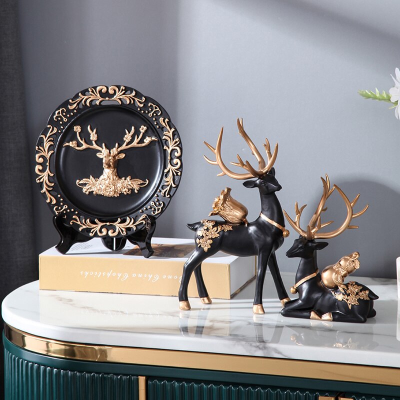 Ceramic Plate / Animal  - Elk Decoration TV Cabinet Wine Cabinet Small Decorations