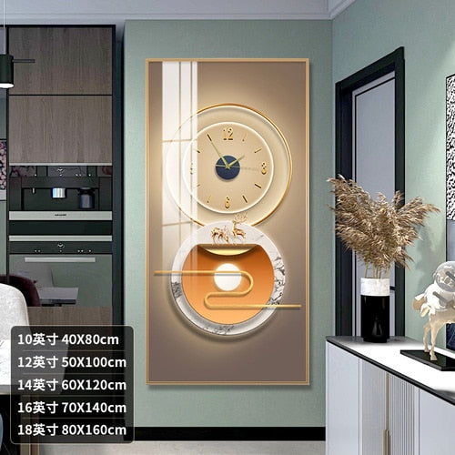 Rectangular Vertical Crystal Porcelain Clock Wall Hanging