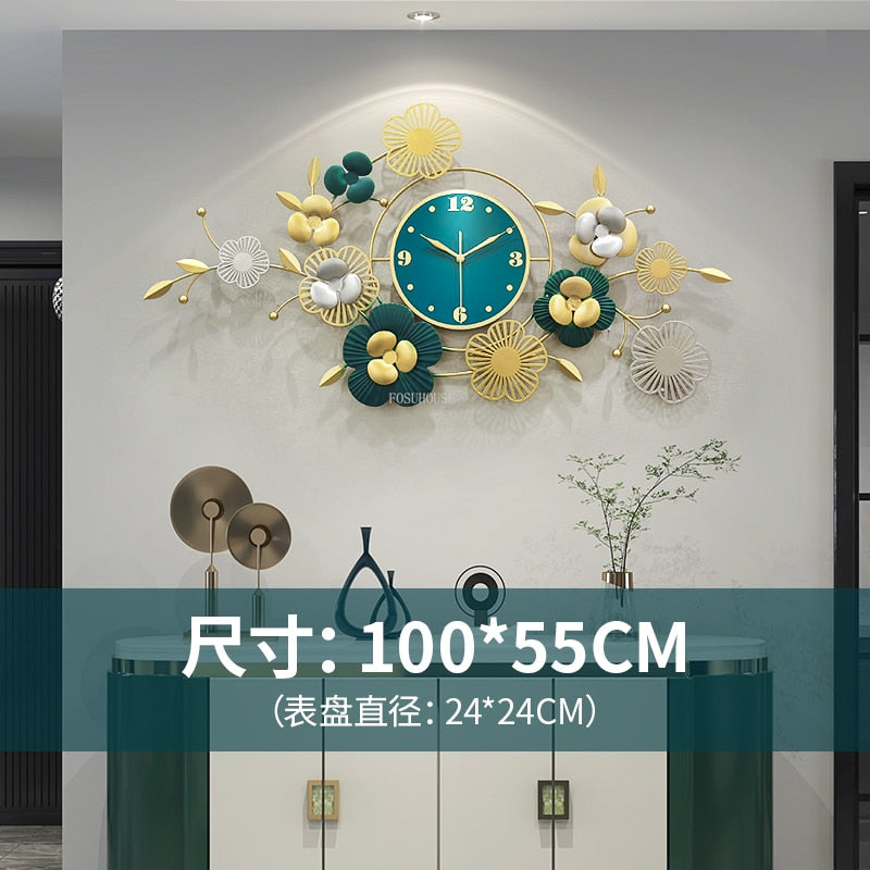 Peacock Clock - Creative Wall Clock Modern Flower Design Luxury Wall Art