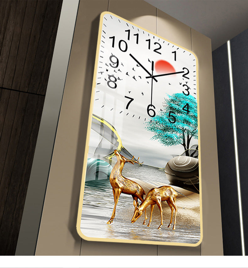 Rectangular Vertical Crystal Porcelain Clock Wall Hanging