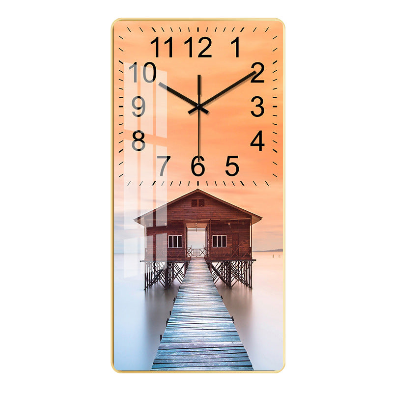 Rectangular Vertical Crystal Porcelain Clock Wall Hanging