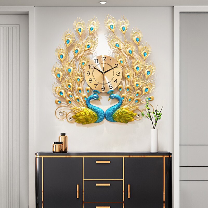 Peacock Clock - Wall clock living room household fashion Art