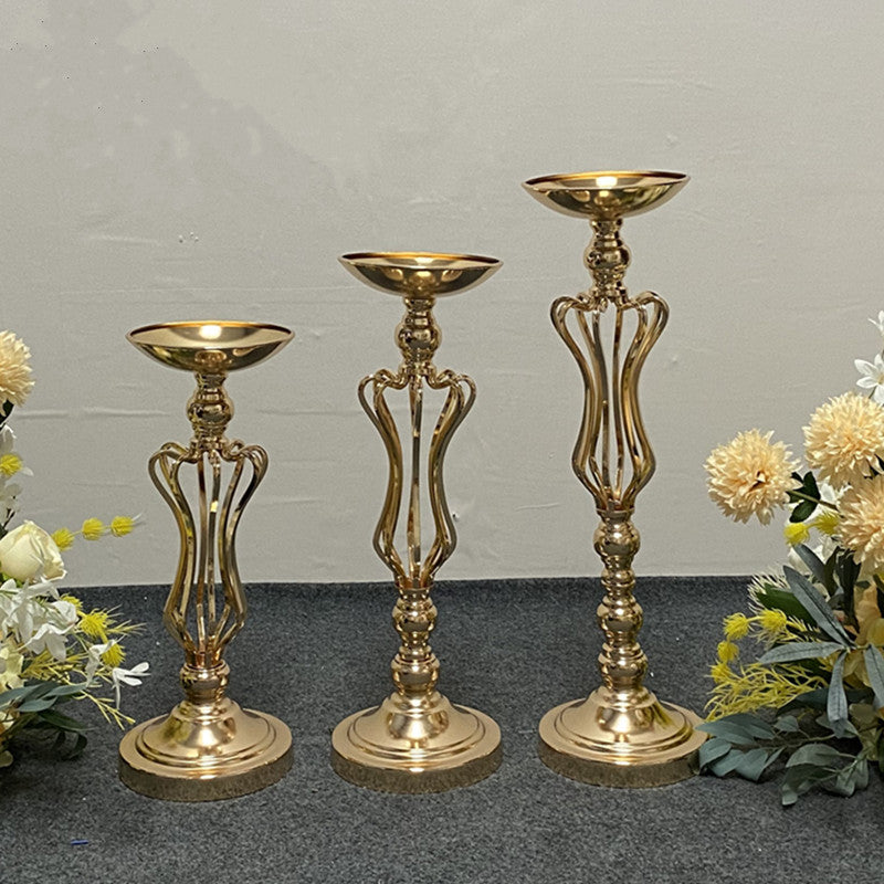 Candle Holders - Gold Candle Holders Flowers Vase Decoration