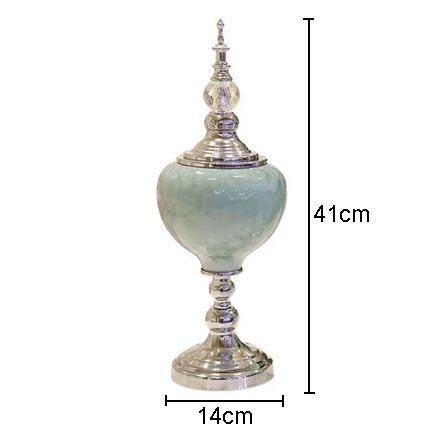 Luxury Ornament / Vases - Ice Crack Texture Ceramic Vases Metal Base Porcelain Vase Decoration