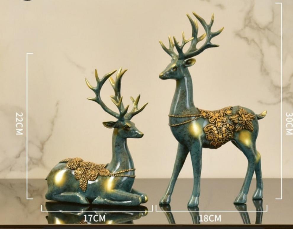 Standing Disk - Modern Luxury Resin Lucky Deer and Decorative Standing Disk Set